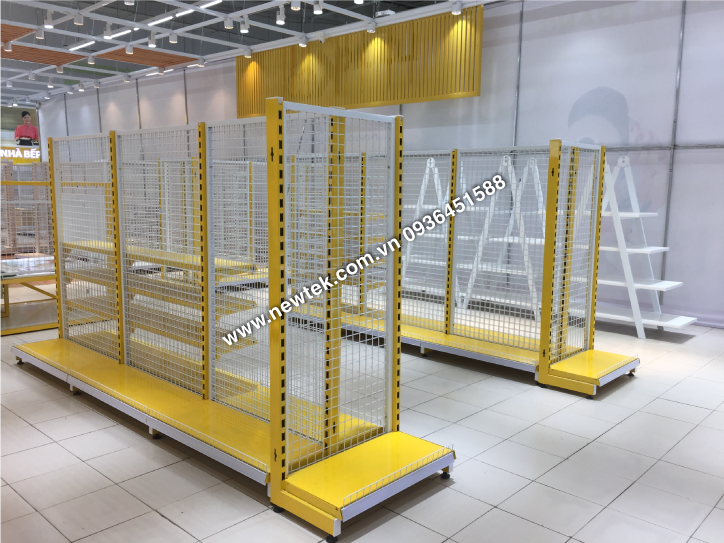 Kệ siêu thị lưng lưới đan ô STK-LU