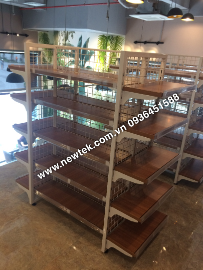 Kệ Siêu Thị Kép – Đợt Gỗ